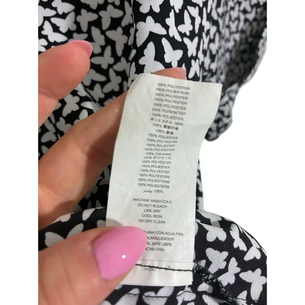Michael Kors Blouse Butterfly Novelty Print Casual Preppy Minimal Mute Modest S